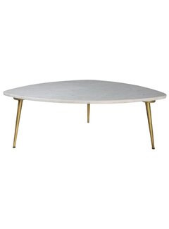 HSM Collection Salontafel Marseille- 90x60x36 - Wit/goud - Marmer/metaal