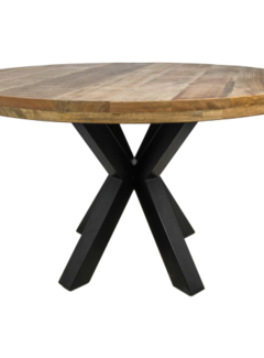 HSM Collection Ronde eettafel Portland - ø120 cm - mangohout/ijzer