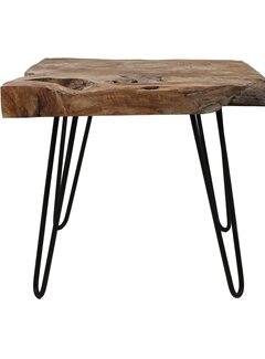 HSM Collection Salontafel met hairpin poten - ijzer/teak