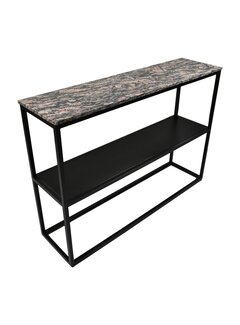 HSM Collection Console tafel Marseille - 120x32x85 - Bruin/zwart - Marmer/metaal