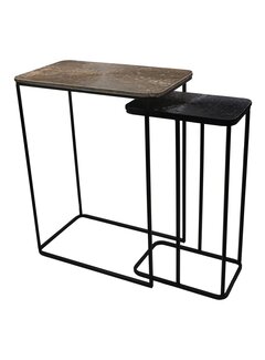 HSM Collection Console Tafelset Fletcher - 60x35x77/40x25x70 - Goud/zwart - Aluminium/Ijzer