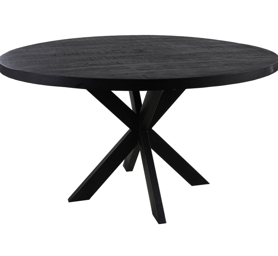 Ronde eettafel Melbourne - ø120x76 - Zwart - Mangohout/ijzer