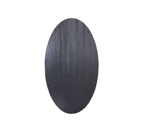 HSM Collection Ovaal tafelblad - 180x100x5/5.5 cm - Zwart - Gerecycled mangohout