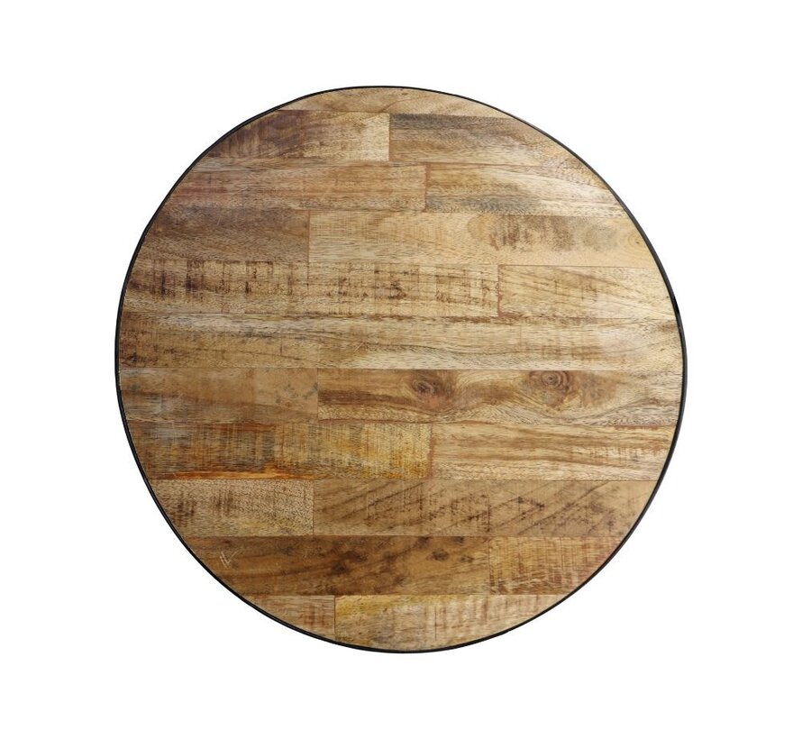 Bijzettafel Bari - ø43x55 - Naturel/zwart - Mangohout/ijzer