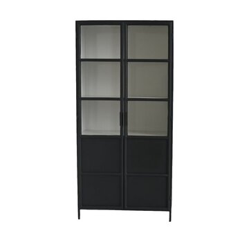 HSM Collection Vitrinekast Bronx - 90x40x190 - zwart/grijs -  Metaal