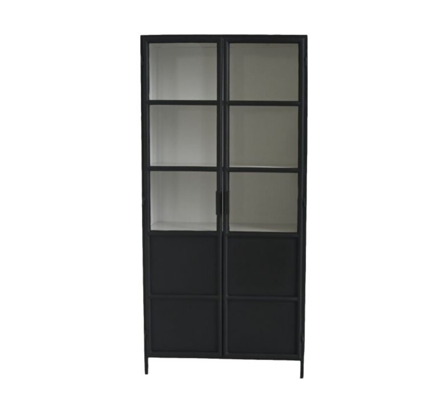 Vitrinekast Bronx - 90x40x190 - zwart/grijs -  Metaal