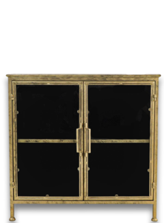 HSM Collection Vitrinekastje Fletcher - 93x42x90 - Antique Gold - Metaal/glas