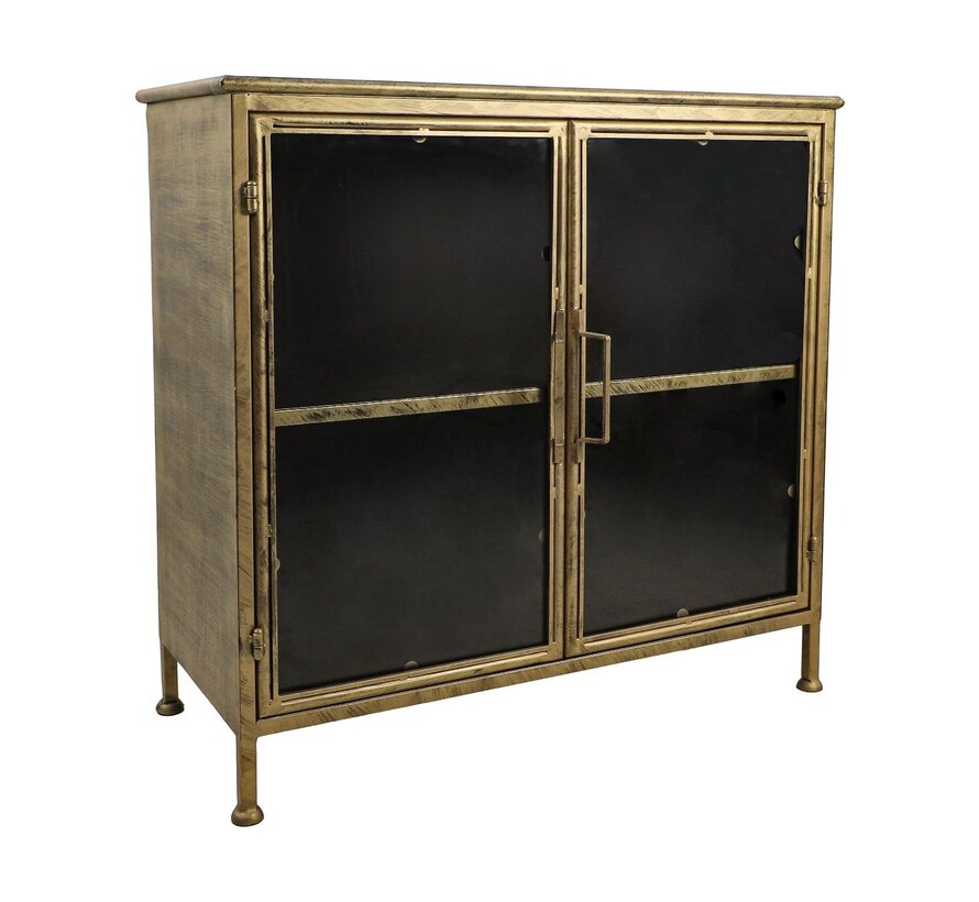 Vitrinekastje Fletcher - 93x42x90 - Antique Gold - Metaal/glas