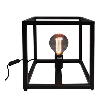 HSM Collection Tafellamp Fremont vierkant frame - 26x26x26 - Gepoedercoat zwart - Metaal