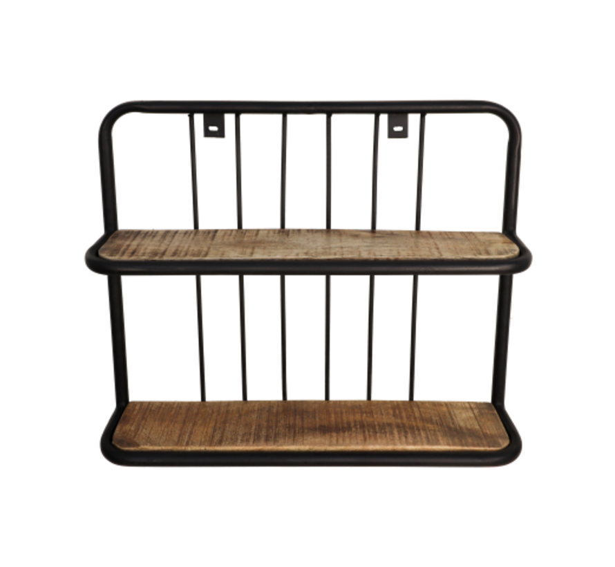 Wall shelf - 2 Shelves - 50x50x12cm - Black/Natural