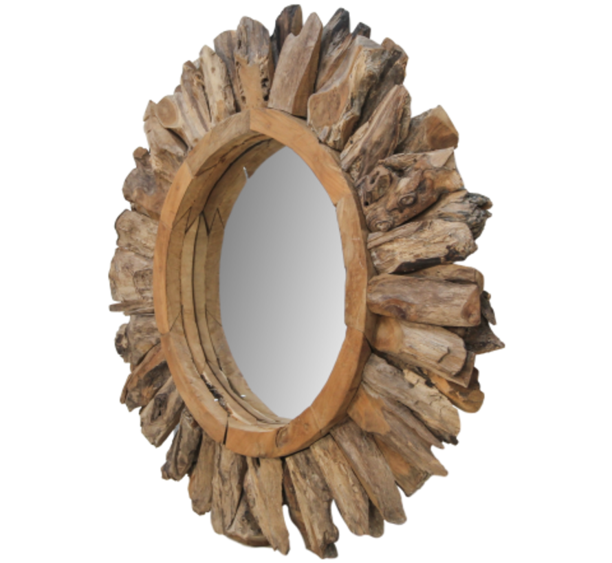 Wall mirror Sun - ø108cm - Teak