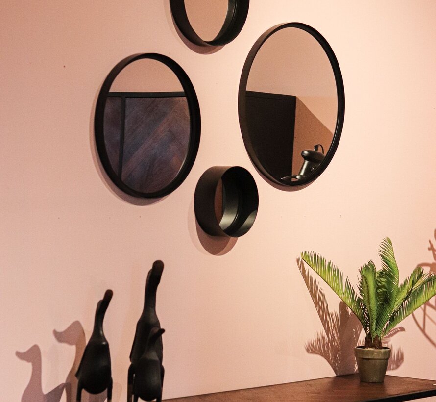 Miroir mural Fletcher - ø40cm - Noir