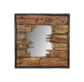 HSM Collection Unique Wall Mirror - 60x60 cm - Teak