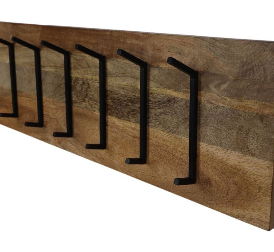 Coat Rack - 4 Hooks - 90x11x30cm - Natural/Black