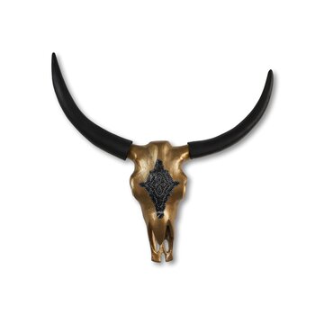 HSM Collection Buffalo head S - 60x60x10cm - Gold/Black