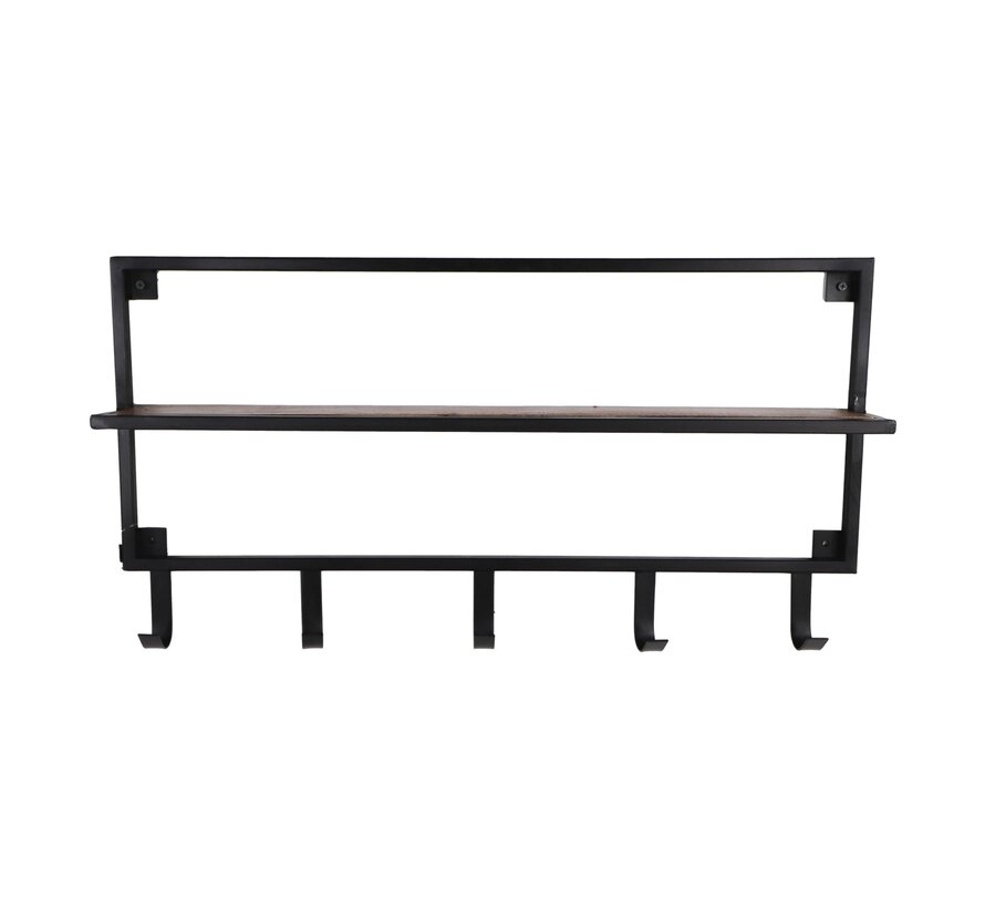 Coat Rack with Shelf - 68x8x36cm - Natural/Black