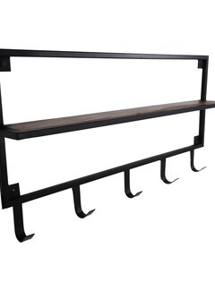 HSM Collection Coat Rack with Shelf - 68x8x36cm - Natural/Black