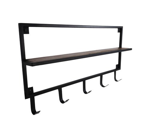 HSM Collection Coat Rack with Shelf - 68x8x36cm - Natural/Black