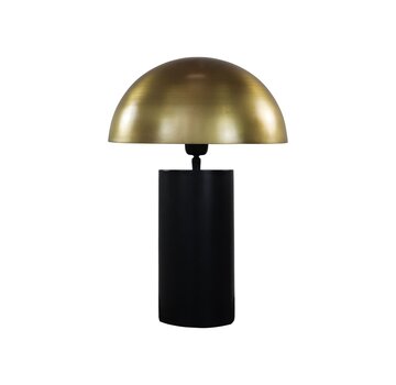 HSM Collection Lampe de table avec abat-jour - 30x30x45cm - Noir/Or