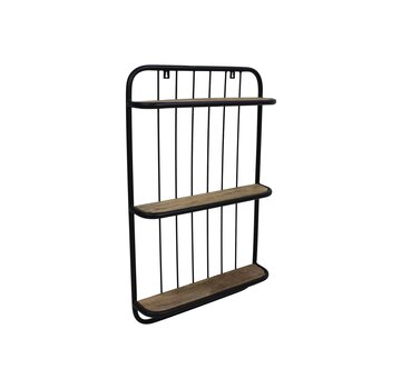 HSM Collection Wall shelf - 3 Shelves - 50x12x80cm - Black/Natural