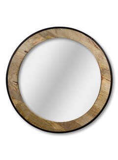 HSM Collection Round Cheek Mirror - ø90x5cm - Natural/Black