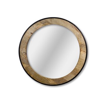 HSM Collection Round Cheek Mirror - ø90x5cm - Natural/Black