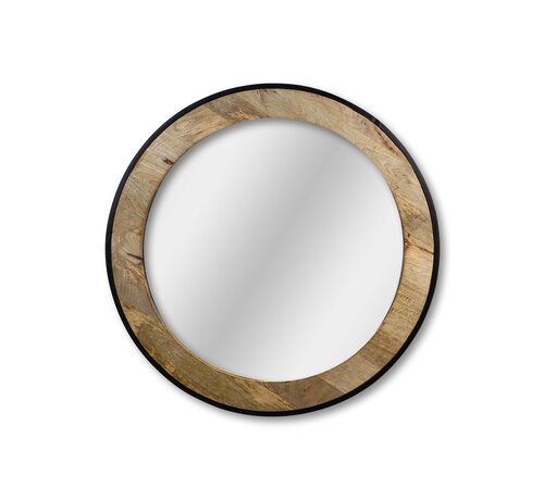 HSM Collection Round Cheek Mirror - ø90x5cm - Natural/Black