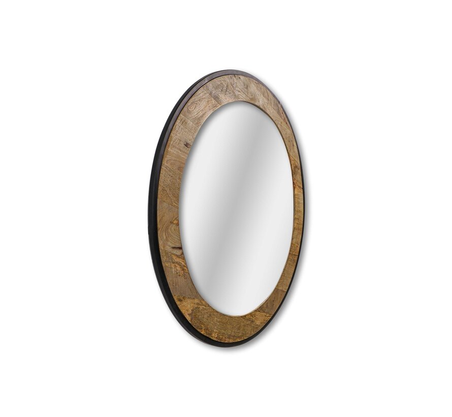 Miroir à Joue Ronde - ø90x5cm - Naturel/Noir