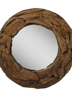 HSM Collection Miroir Mural Rond - 90x90x10cm - Naturel