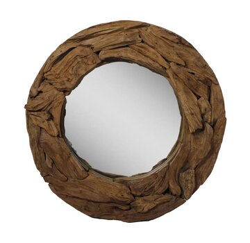 HSM Collection Miroir Mural Rond - 90x90x10cm - Naturel