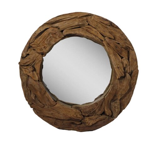 HSM Collection Miroir Mural Rond - 90x90x10cm - Naturel