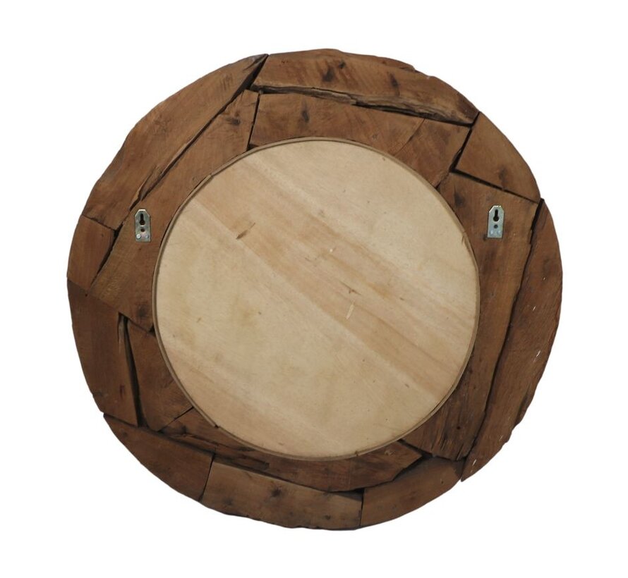 Miroir Mural Rond - 90x90x10cm - Naturel