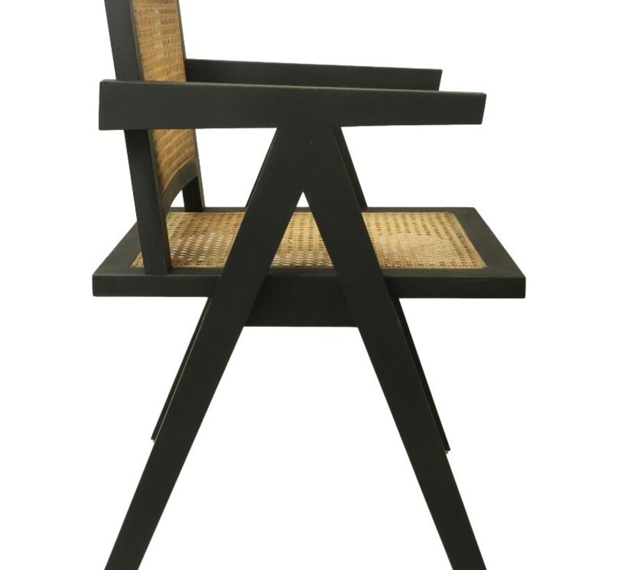 Chaise de salle à manger - 56x52x83cm - Noir/Naturel