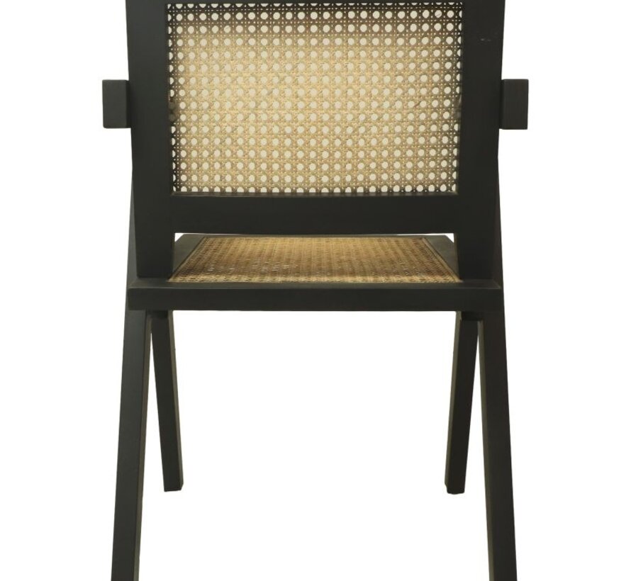Chaise de salle à manger - 56x52x83cm - Noir/Naturel