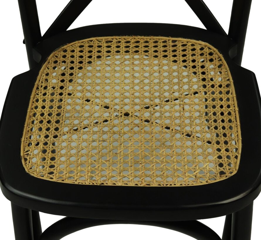 Chaise de salle à manger - 48x45x90cm - Noir/Naturel