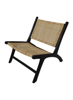 HSM Collection Chaise longue - 67x81x71cm - Rotin - Noir/Naturel