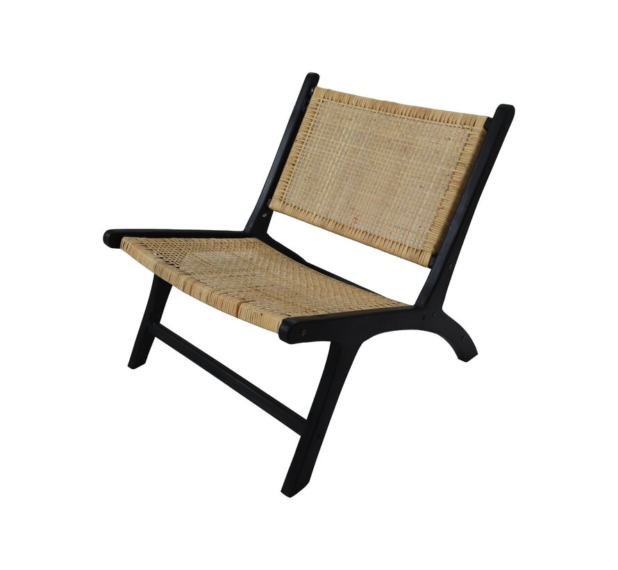 Chaise longue - 67x81x71cm - Rotin - Noir/Naturel