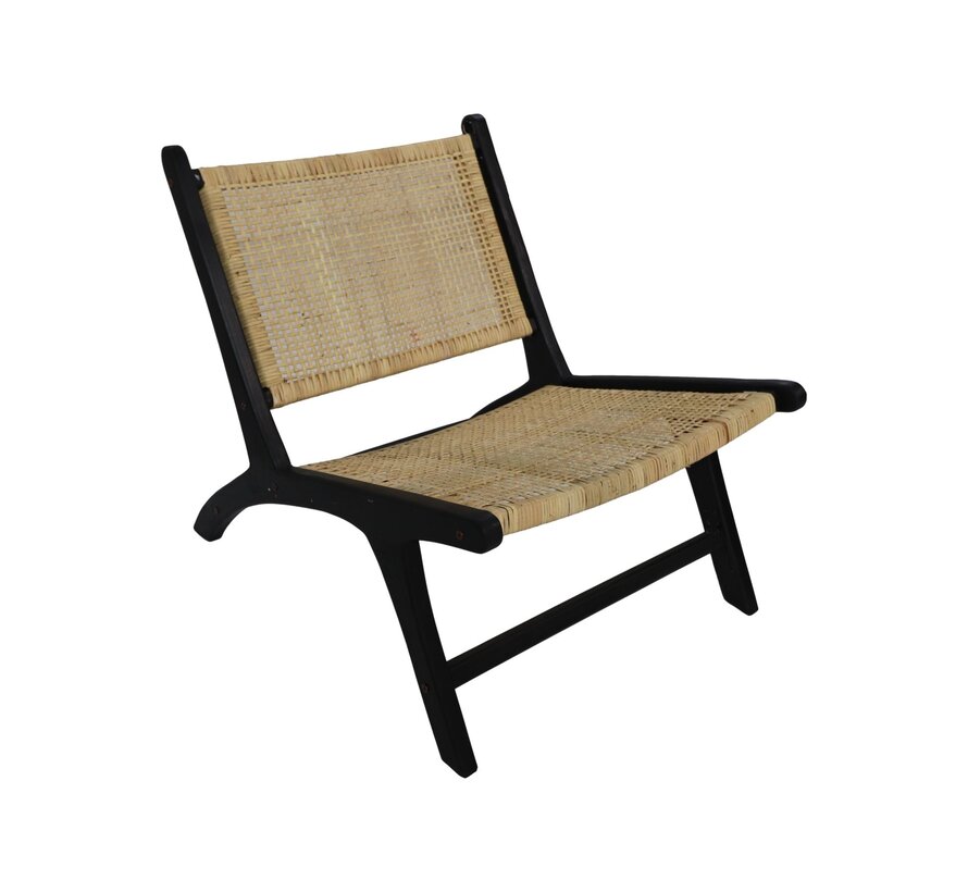 Lounge chair - 67x81x71cm - Rattan - Black/Natural