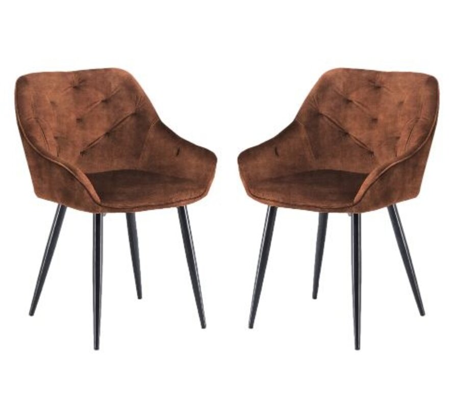 Dining room chair - Liverpool - Set of 2 - Brown