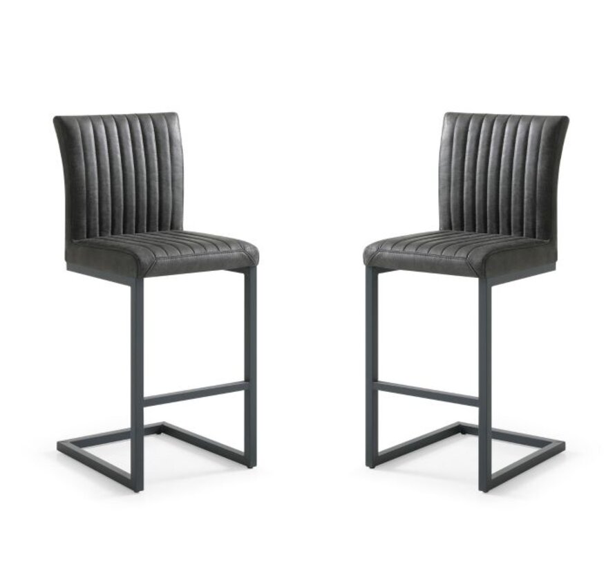 Bar stool - Texas - Set of 2 - 48x55x112cm - Gray