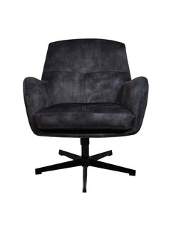 HSM Collection Fauteuil - Cleveland - 75x73x88cm - Gris/Noir