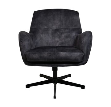 HSM Collection Fauteuil - Cleveland - 75x73x88cm - Grijs/Zwart