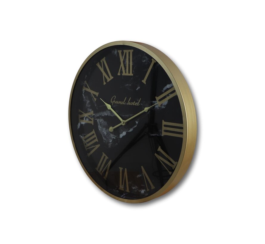 Wall clock - Roman Marseille - ø50x6cm - Black/Gold