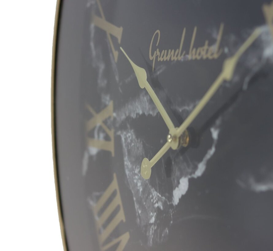 Wall clock - Roman Marseille - ø50x6cm - Black/Gold