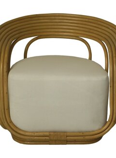 HSM Collection Chaise de jardin avec coussin - Charly - Naturel/Blanc