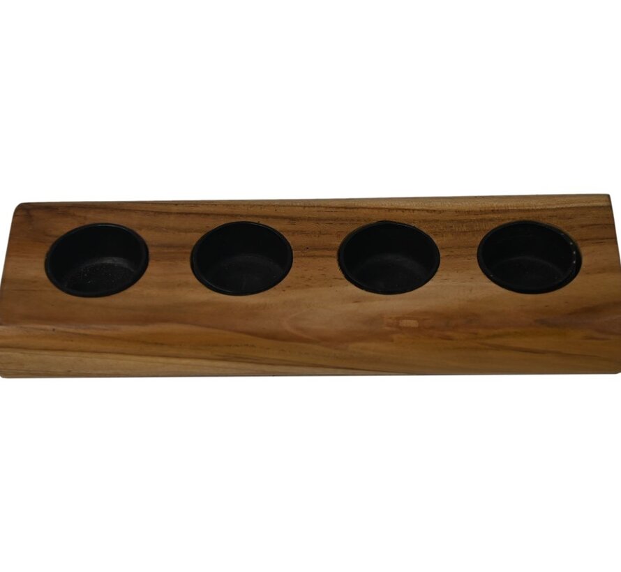 Tea light holder - Set of 8 - Natural/Black