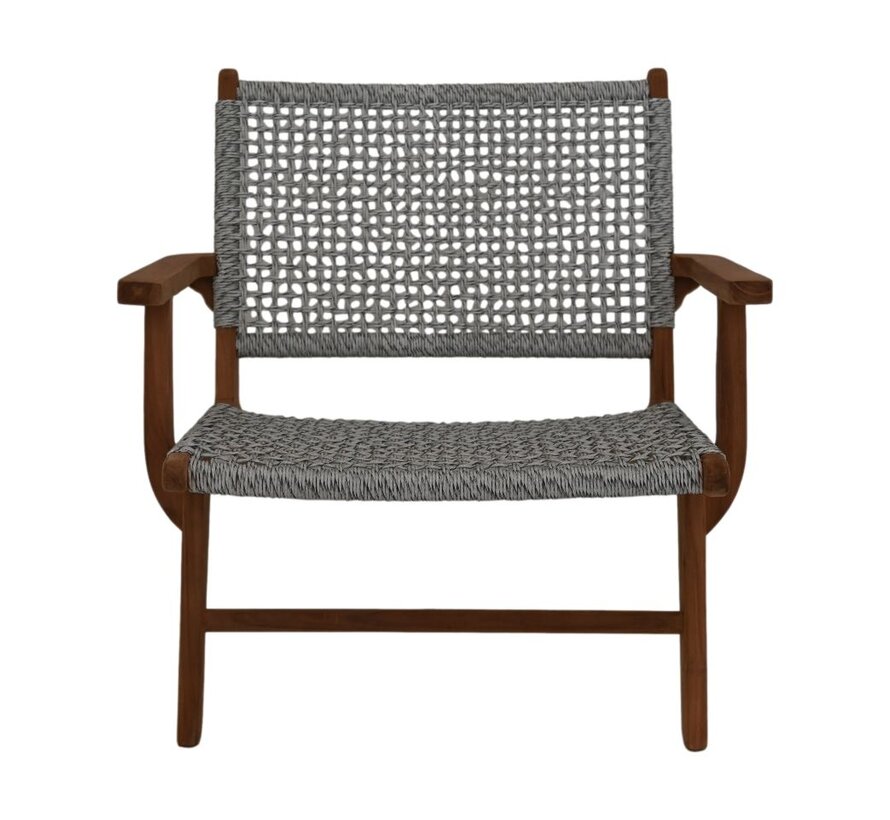 Garden Chair with Armrest - Rio - Gray/Natural - 80x80x67cm