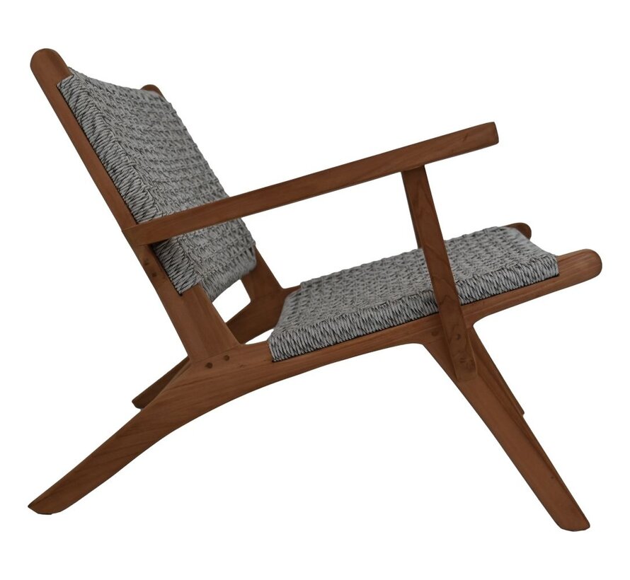 Chaise de Jardin avec Accoudoir - Rio - Gris/Naturel - 80x80x67cm