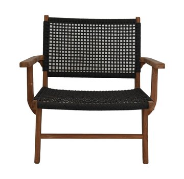 HSM Collection Garden Chair with Armrest - Black/Natural - 80x80x67cm