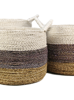 HSM Collection Stylish Basket Set - Set of 3 - Malibu - Natural/Purple/White